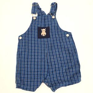 Vintage Circo Blue Plaid Kids Overalls Size 24M